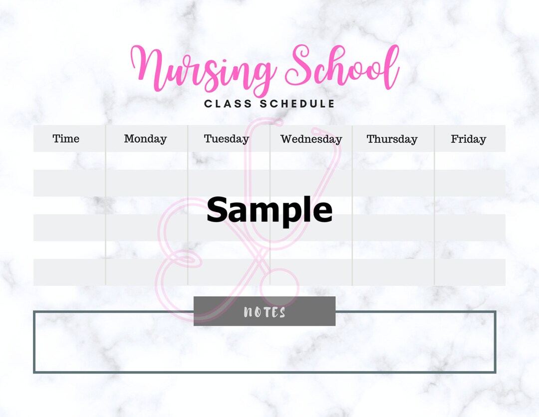 Nursing School Class Schedule PDF Digital Download you Fill Out Goodnotes & Notability Can Also