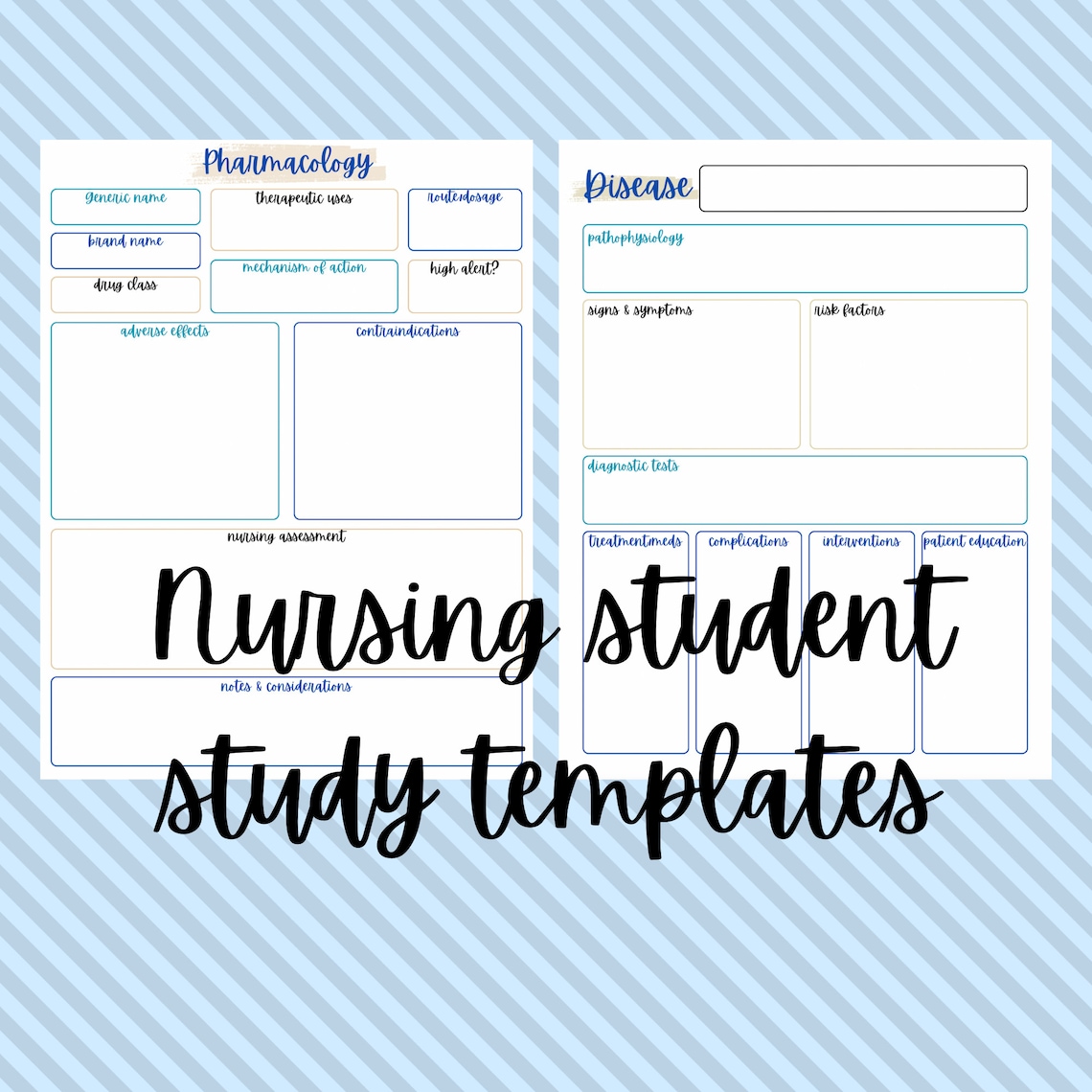 Nursing Student Study Templates 2 Study Templates Pharmacology and ...