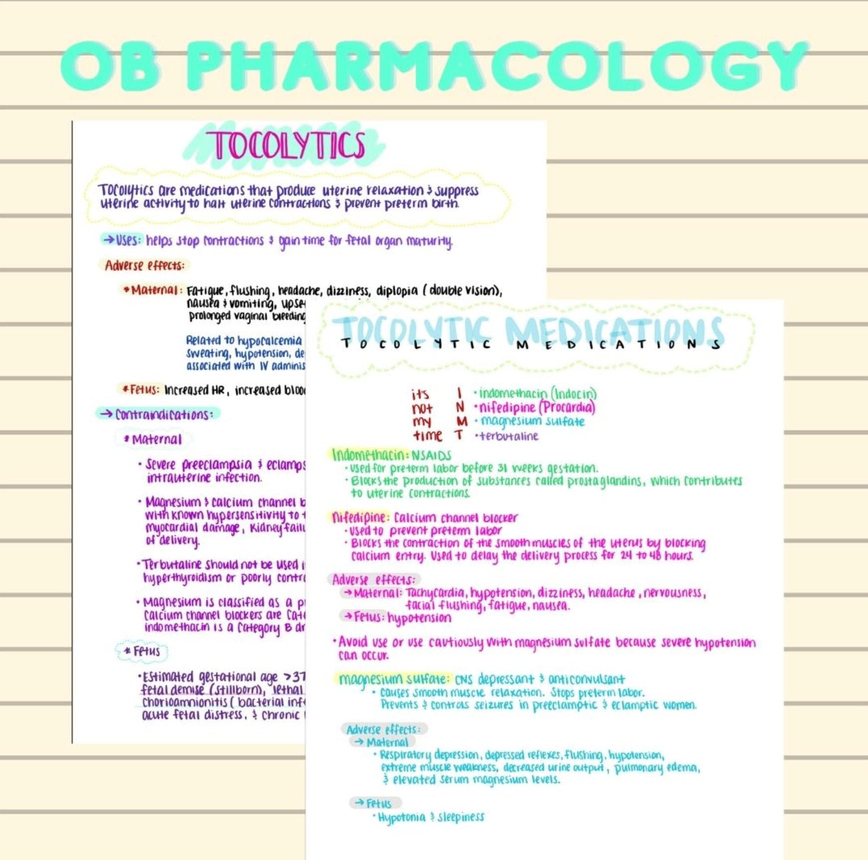 OB Pharmacology / Tocolytics Nursing School Pharm / Obstetrics