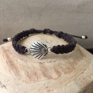 Camino de Santiago.  Verstelbare armband Vierkante knooparmband Donkerbruin