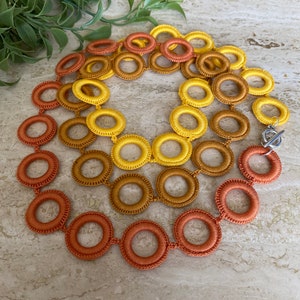 Yellow  crochet necklace   Bohemian necklace.  Handmade. Crochet jewelry. Fiber jewelry
