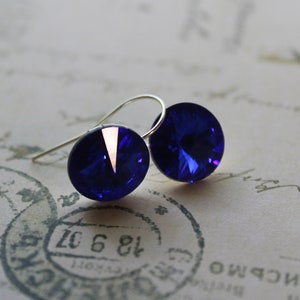 Sterling Silver Swarovski Crystal rivoli earrings (blue)