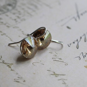 12mm Swarovski rivoli earrings (golden shadow)