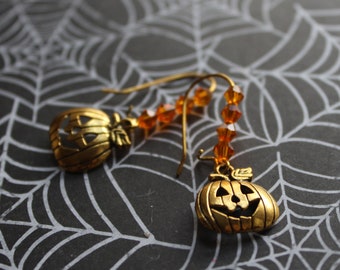 Jack-o-Laterne Halloween Ohrringe (Gold)