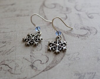 Pendientes de copo de nieve de vacaciones azul y plata (estilo 4)