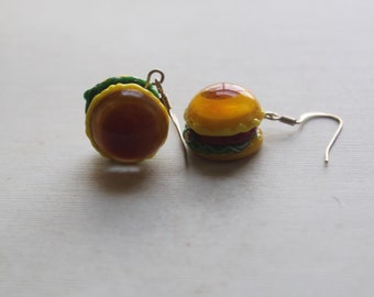 Lampwork cheeseburger earrings