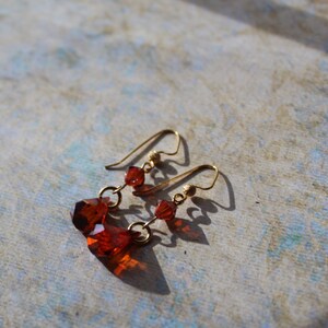 Red Magma Swarovski Crystal raindrop earrings