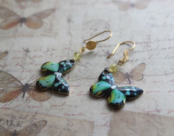 Teal Butterfly Earrings - Etsy