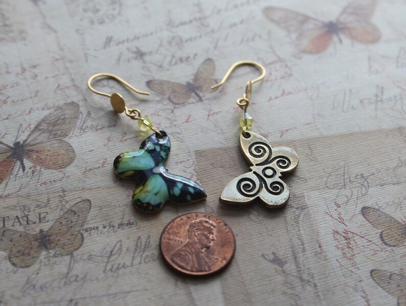 Teal butterfly earrings