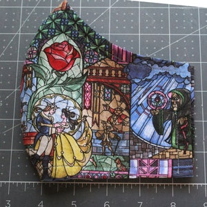 Beauty and the Beast stained glass mask w/filter pocket