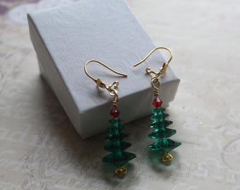 Crystal Christmas tree earrings
