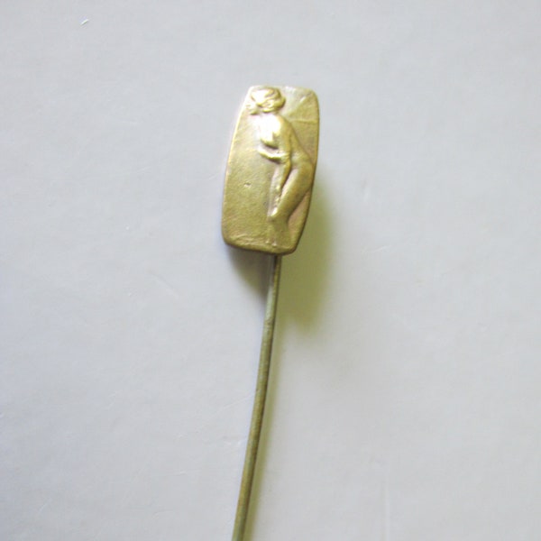Antique STICK PIN Subject of Paul Émile Chabas "September Morn" Painting Gold Plating Circa 1915 Unsigned Collectible Lapel Pin Wardrobe Acc