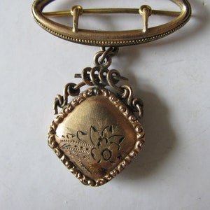 Victorian Hinged LOCKET FOB Gold Filled  2 &quot; L x 1 1/2&quot; Widest Point Floral Etching Snaps Firmly Great Condition See Description for Details