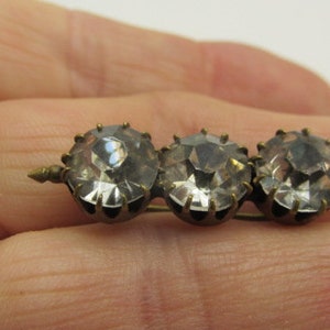 Rhinestone BAR PIN w/ C Clasp measures 1 1/4&quot; x 3/8&quot; 1950&#39;s Collectible Silver Tone Setting Wedding Anniversary Prom Special Occasion