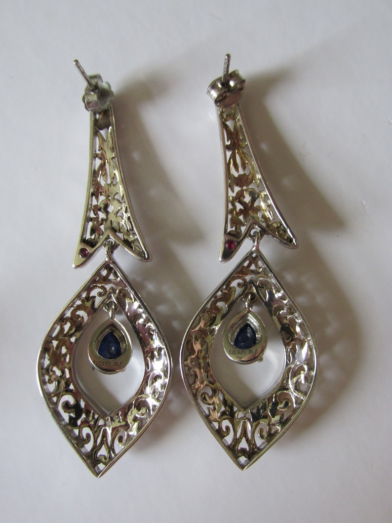 Designer Roberto Coin SAPPHIRE doorboorde elegante Italiaanse OORBELLEN Sterling met vermeil accent (inclusief handelsmerk robijn) Gesigneerd TJC925 RC afbeelding 9