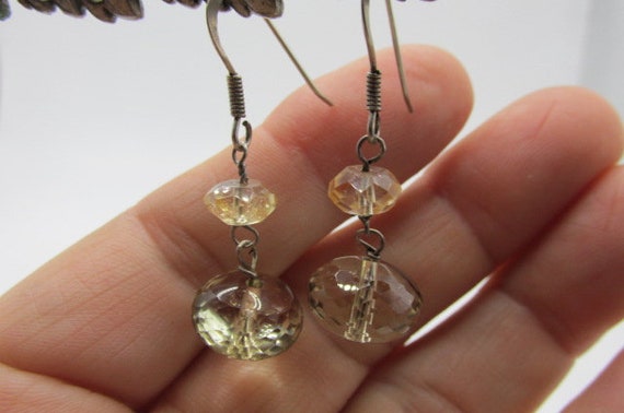 Dangling STERLING & Cut GLASS Pierced EARRINGS Ma… - image 2