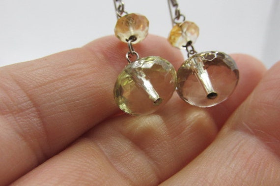 Dangling STERLING & Cut GLASS Pierced EARRINGS Ma… - image 6