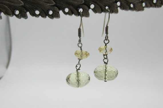 Dangling STERLING & Cut GLASS Pierced EARRINGS Ma… - image 3