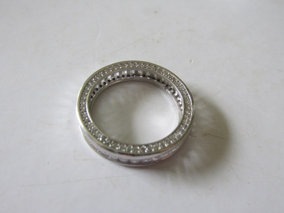 Sterling ETERNITY BAND Round & Emerald Shape C Z Stones Size