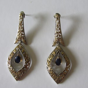 Designer Roberto Coin SAPPHIRE doorboorde elegante Italiaanse OORBELLEN Sterling met vermeil accent (inclusief handelsmerk robijn) Gesigneerd TJC925 RC afbeelding 10