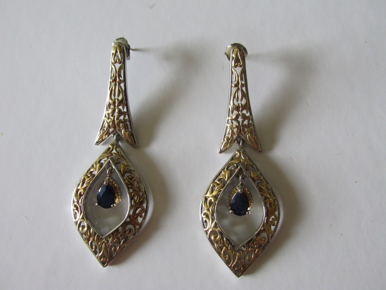 Designer Roberto Coin SAPPHIRE doorboorde elegante Italiaanse OORBELLEN Sterling met vermeil accent (inclusief handelsmerk robijn) Gesigneerd TJC925 RC afbeelding 10