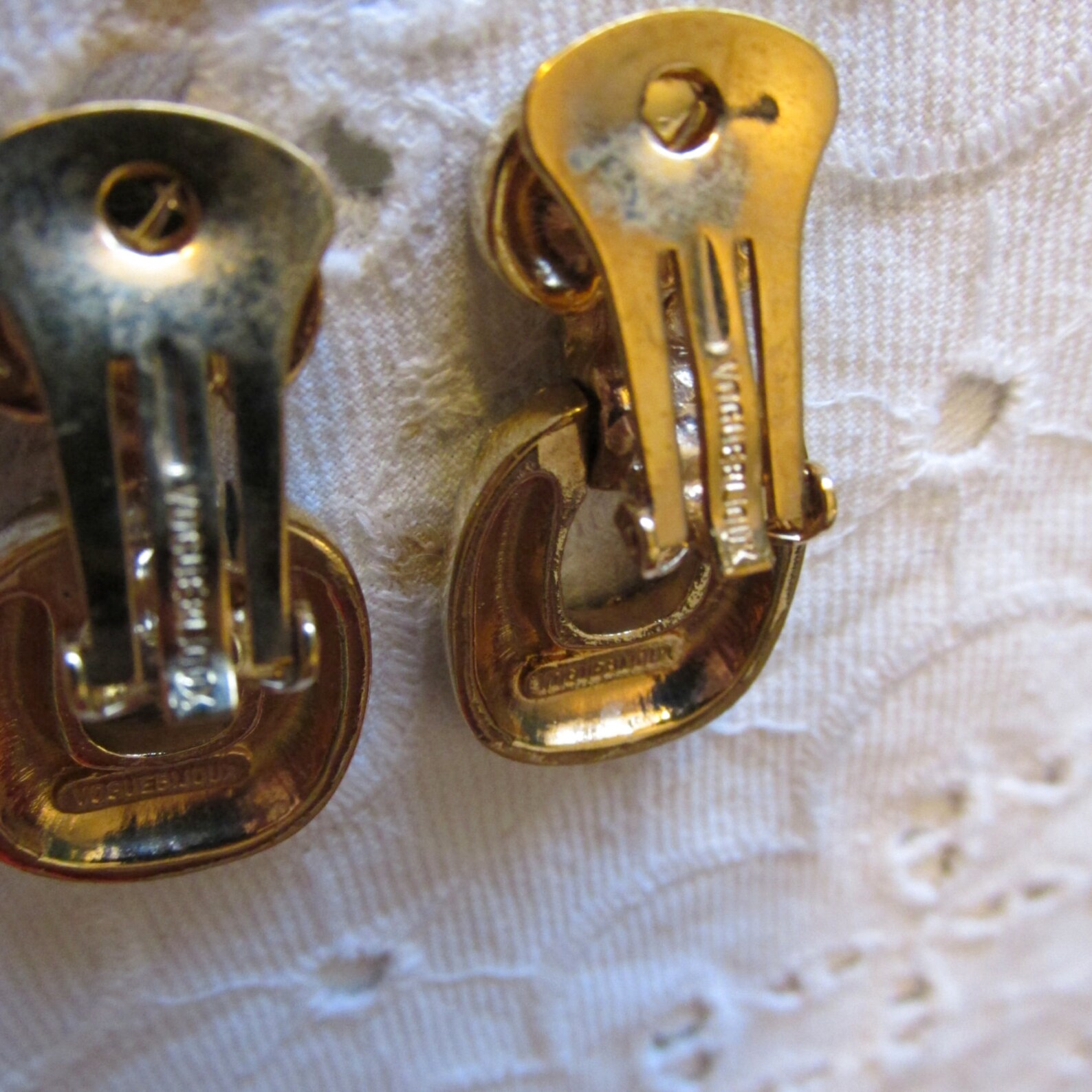 Vtg VOGUE BIJOUX Clip On EARRINGS Gold Plating & Pave Crystal Etsy