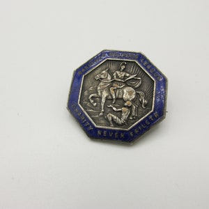WWII Commemorative British Barnados Helpers League PIN Enamel & Sterling 1940&#39;s Collectible Military UK 1 1/8&quot; Round