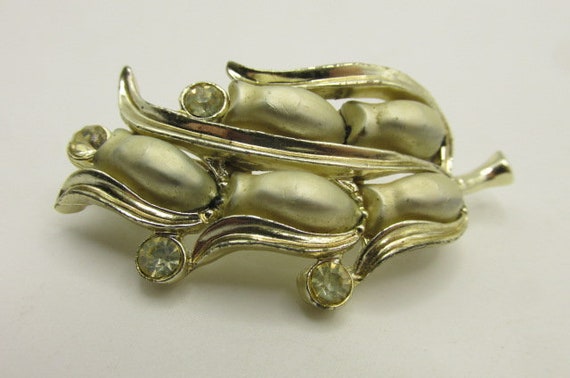 Vintage HOBE BROOCH Enamel & Rhinestones Gold Ton… - image 6