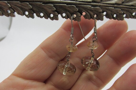 Dangling STERLING & Cut GLASS Pierced EARRINGS Ma… - image 4