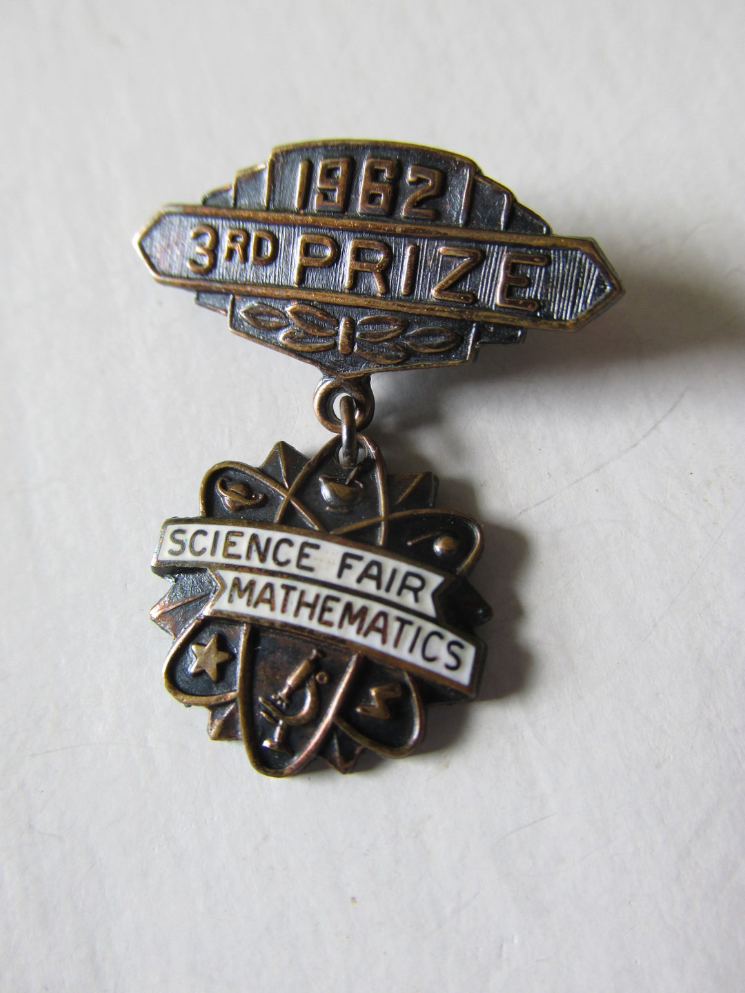 Amc Math Label Pin Mathematics Science Fair LAPEL PIN MEDALLION 1962 3rd Prize Copper ...