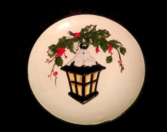 Vintage 1958 Signed Christmas Plate: Hand-Painted Holiday Decor
