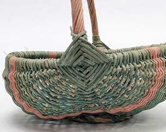 Cottage Blue Wicker Basket with God's Eye Accent