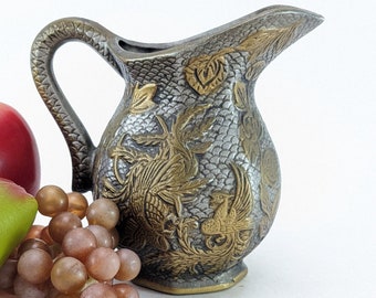 Vintage Royal Crown Asian Motif  -  Small Pitcher - Vase - Catch All - Office Accent - Planter