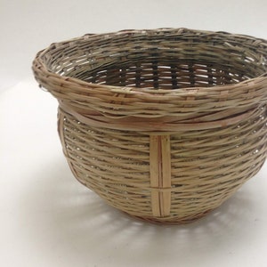 curvy round basket, wicker planter trash waste bin Christmas office coworker teacher gift idea image 1