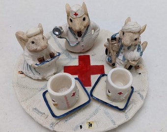 Miniature Nurse Doctor First Aid Responders Tea Set; Hospital Children Pediatrician Office, Playtime Teatime, Medical Nursing Student Gift