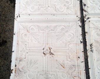 48x24 4x2 antique ceiling tile salvaged tin architectural victorian wall art chippy fronts back sides rusted without rusted holes - Antique Tin Ceiling Tiles 48x24 4x2 antique ceiling tile salvaged tin architectural victorian wall art chippy fronts back sides rusted without rusted holes - Antique Tin Ceiling Tiles
