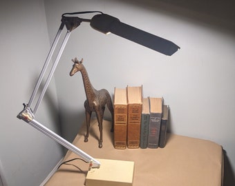 Industrial Swing Arm Drafting Table Lamp WITH Weighted Base, Dorm Craft Area, Office Desk Reading Light, World-Lite Dazor #2702 Finland