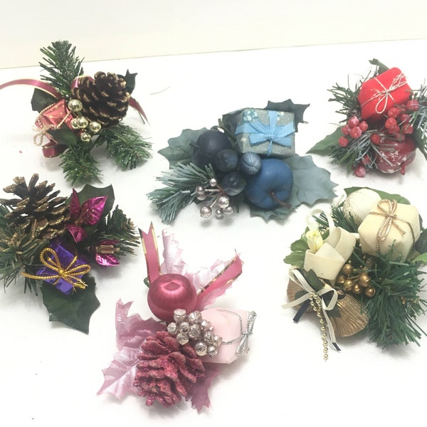 Floral Pick with Wrapped Presents - Various Colors - Sold Individually to Suit Your Needs - Victorian Christmas Spray Cluster Wreath Accent
