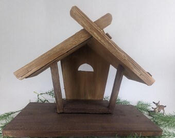 Wonderful Nativity Manger, Wooden Christmas Delight, Ready For Your Own Holy Family Figurines, 14" x 6.5" Base, 8.5" Tall