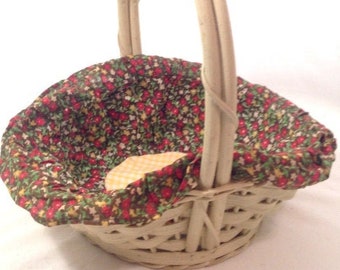 lined white basket with handle, Easter basket, housewarming kitchen gift; office coworker teacher gift idea