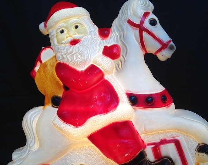Extra Large Santa Rocking Horse, Light up Christmas Yard Lawn Ornament ...
