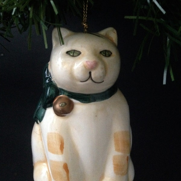 adorable kitty cat bell ornament; Christmas fun gift