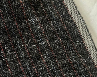 Vintage NEW Wool Fabric - Charcoal Gray w/ Red & Blue Accents - Heavy Weighted - 60" Wide - Sold by the Yard (Continuous Cut)