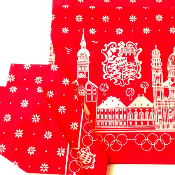 red olympics memorabilia napkin placemat set (2); German 100% baumwolle cotton linen