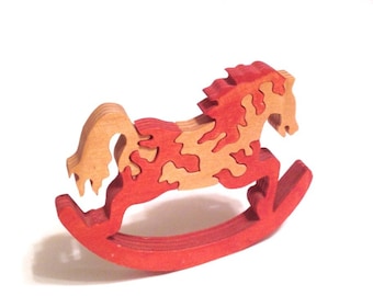 wooden rocking horse nesting puzzle; Valentine's day, Christmas office coworker teacher gift idea