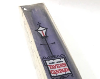 10 dinner candles unused in original box hand dipped peach Tavern Candles Taperlite candles with firm fit end; NIB set of two