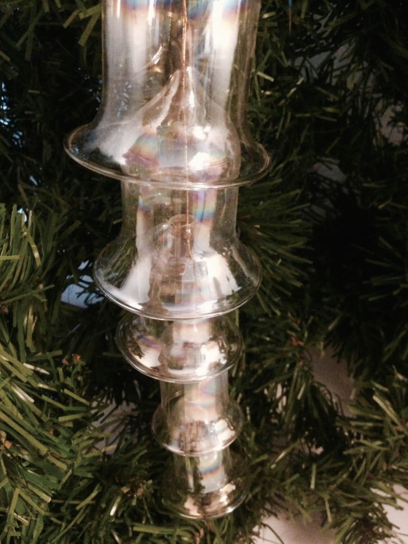Delicate 5 tier hanging glass bell ornament yesteryears Etsy