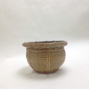 curvy round basket, wicker planter trash waste bin Christmas office coworker teacher gift idea image 9