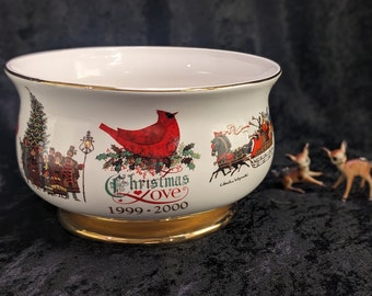 Charles Wysocki "Christmas Love" 1999 - 2000, MINT Condition, Teleflora Footed Bowl Planter, Focal Table Piece, Hostess Anniversary Gift
