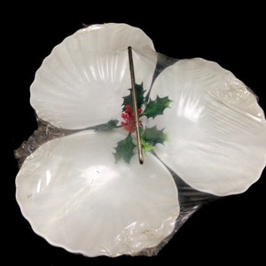 white plastic shell divided tray Christmas party server dish